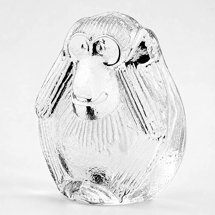 リサラーソン ロイヤルクローナ社 クリスタルガラス （三猿）聞かザル  1970年代  9cm