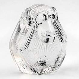 Lisa Larson (Royal Krona 1970s) Gorgeous Glass Ape "Can't Hear"  9 cm