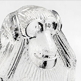 Lisa Larson (Royal Krona 1970s) Gorgeous Glass Ape "Can't Hear"  9 cm