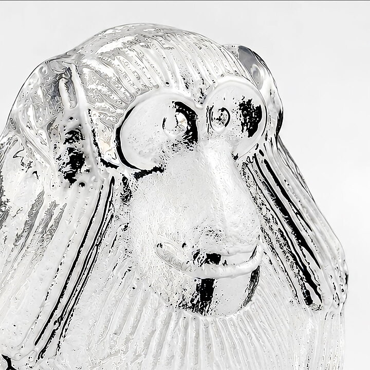 Lisa Larson (Royal Krona 1970s) Gorgeous Glass Ape "Can't Hear"  9 cm