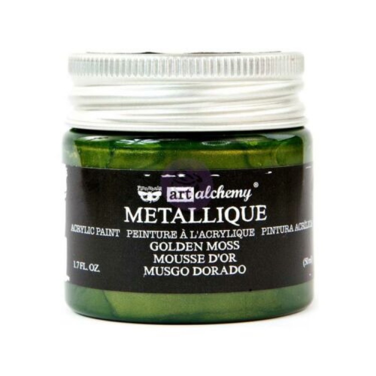 Prima Finnabair Art Alchemy Acrylic Paint 50ml - Metallique Golden Moss