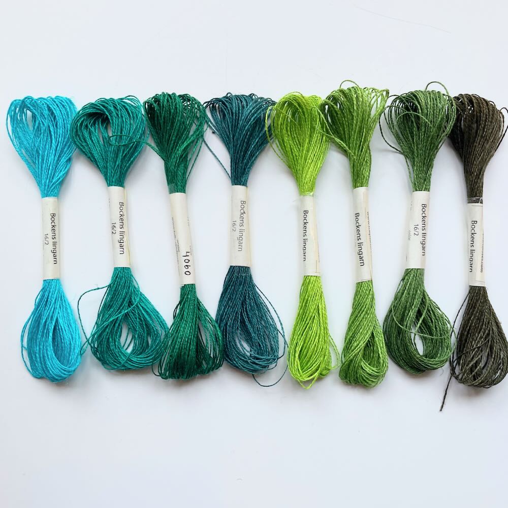 Linen hand sewing thread 16/2 Green and turquoise hues - 11