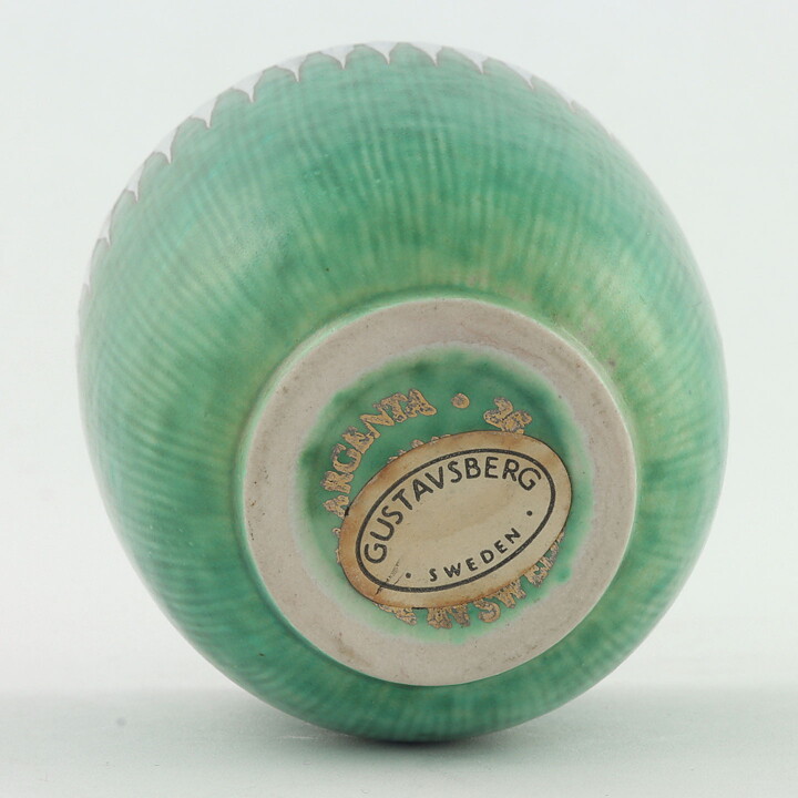 Wilhelm Kåge (Argenta 1950s) Green Miniature Cylinder Vase 5,5 cm