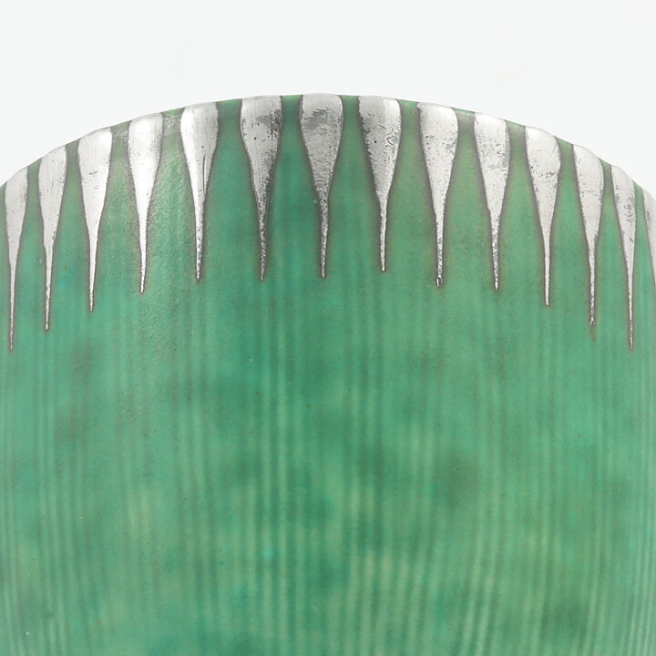 Wilhelm Kåge (Argenta 1950s) Green Mimiatyre Cylinder Vase 5,5 cm