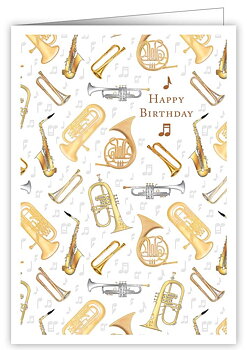 Happy Birthday, Trumpets, Greeting Card