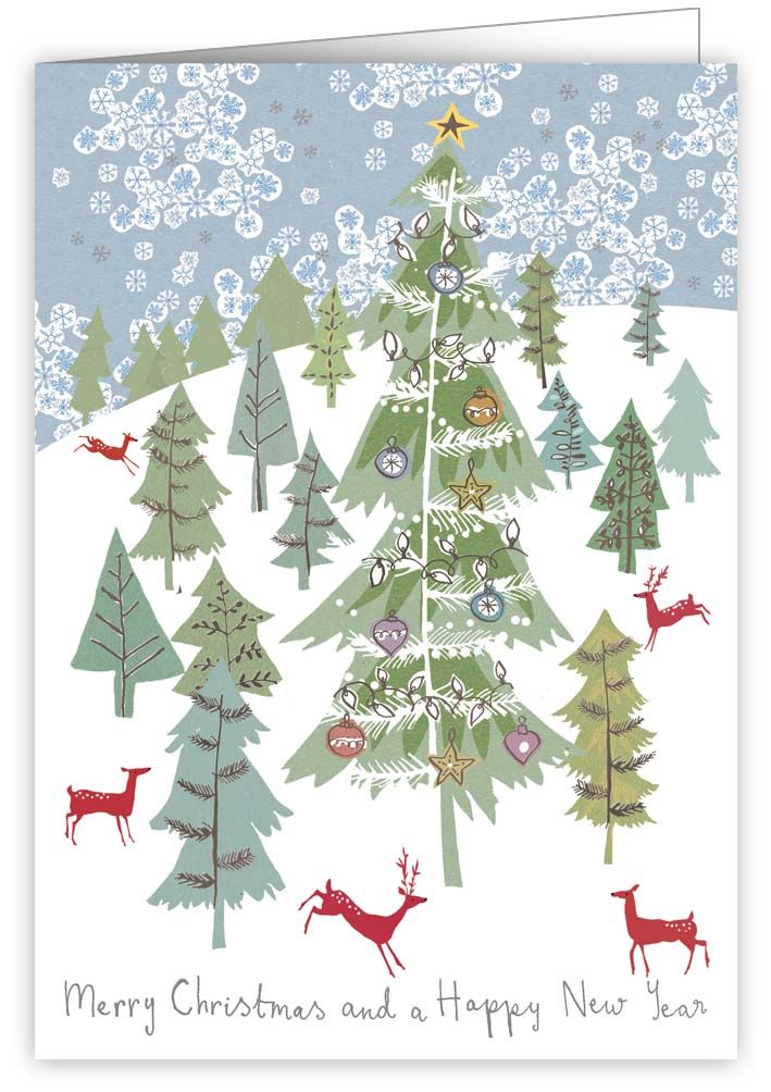 Raindeers and Spruce Trees, Xmas, Greeting Card