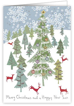 Raindeers and Spruce Trees, Xmas, Greeting Card