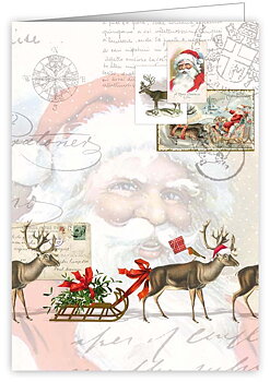 Raindeers and a sleigh, Xmas Bellini, Greeting Card