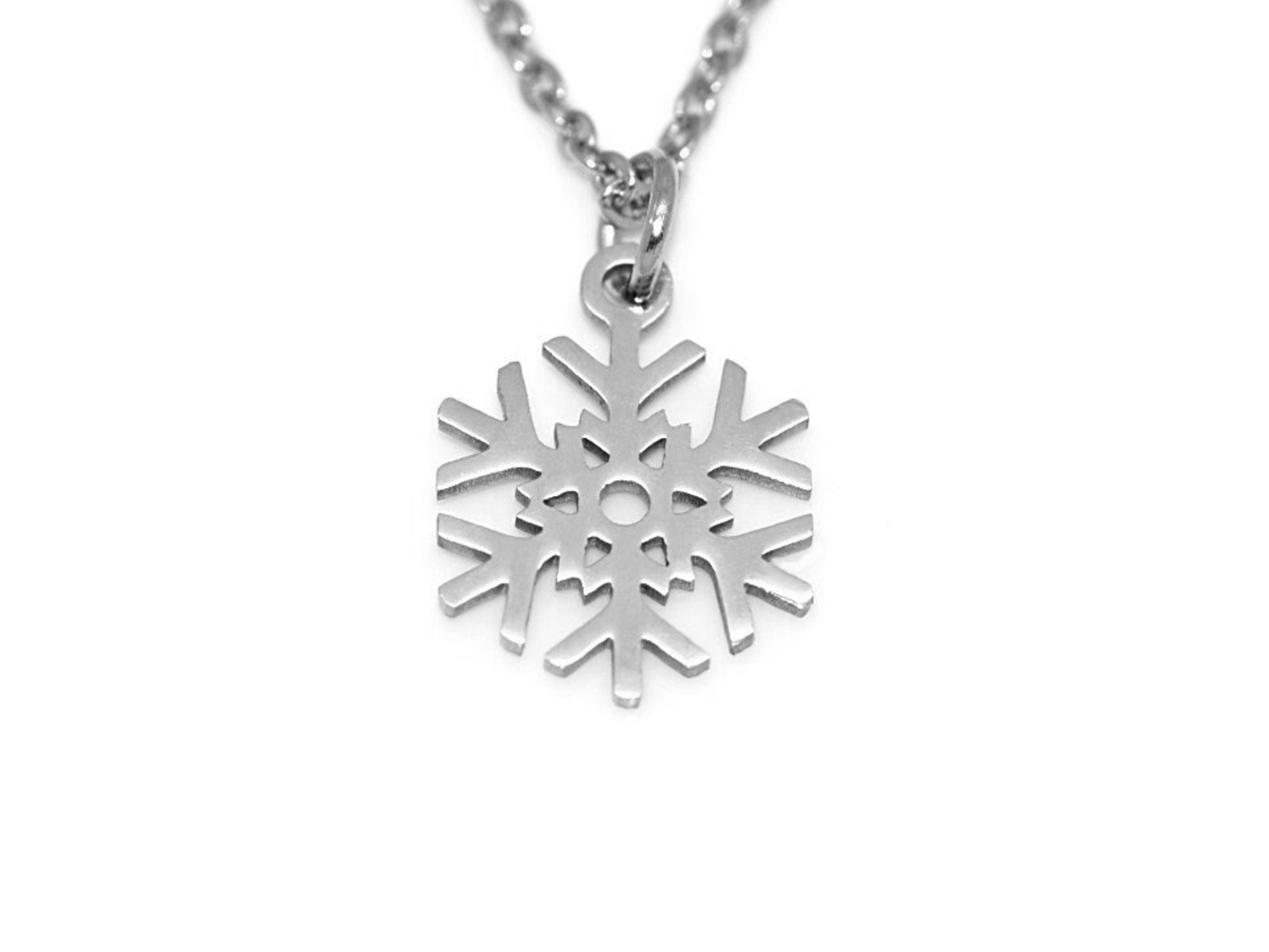 Snöflinga Halsband i Rostfritt Stål, Vinter Hänge, Snö Smycke