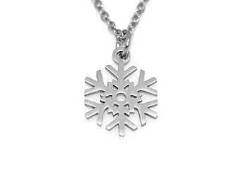 Snöflinga Halsband i Rostfritt Stål, Vinter Hänge, Snö Smycke