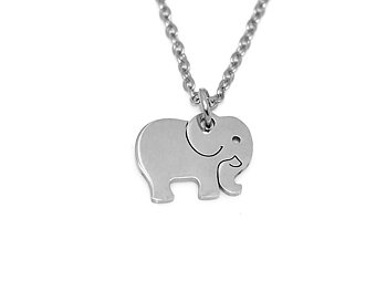 Elefant Halsband i Rostfritt Stål, Afrikanskt Hänge, Afrika Accessoar, Djur Smycke
