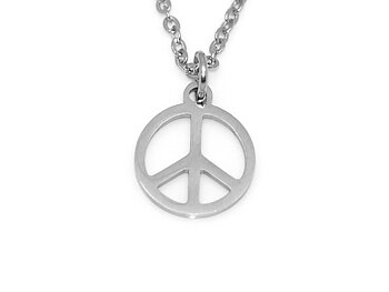 Peace Tecken Halsband i Rostfritt Stål, Fred Hänge, Fredstecken Accessoar, Fredssymbol Smycke