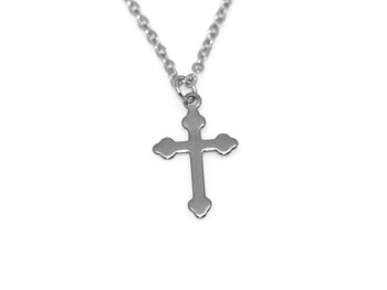 Litet Kors Halsband i Rostfritt Stål, Kristendom Hänge, Religion Smycke