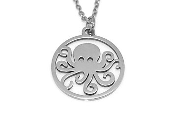 Bläckfisk Halsband i Rostfritt Stål, Cthulhu Hänge, Tentakel Accessoar, Havsdjur Smycke
