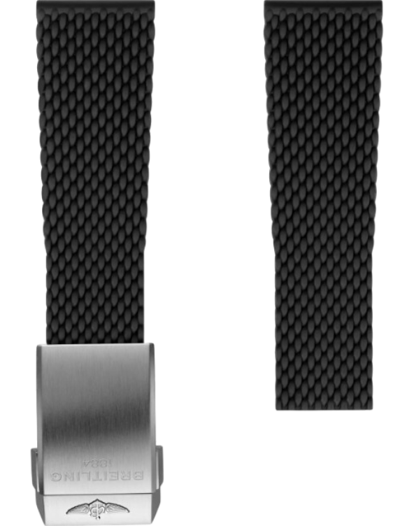 Breitling Mesh gummiband svart 24 mm viklås