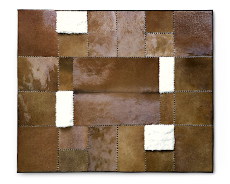 3D patchworkmatta kohud & fårpäls 140 x 200 cm