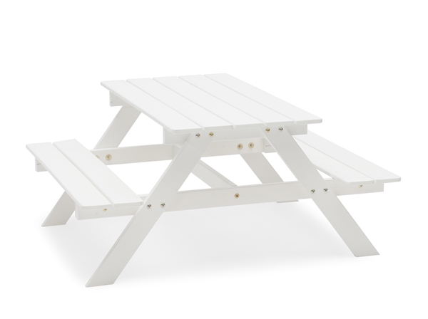 Picnic Mini Vit från Hillerstorp, barnmöbel i vitlaserad furu för trädgård och uteplats