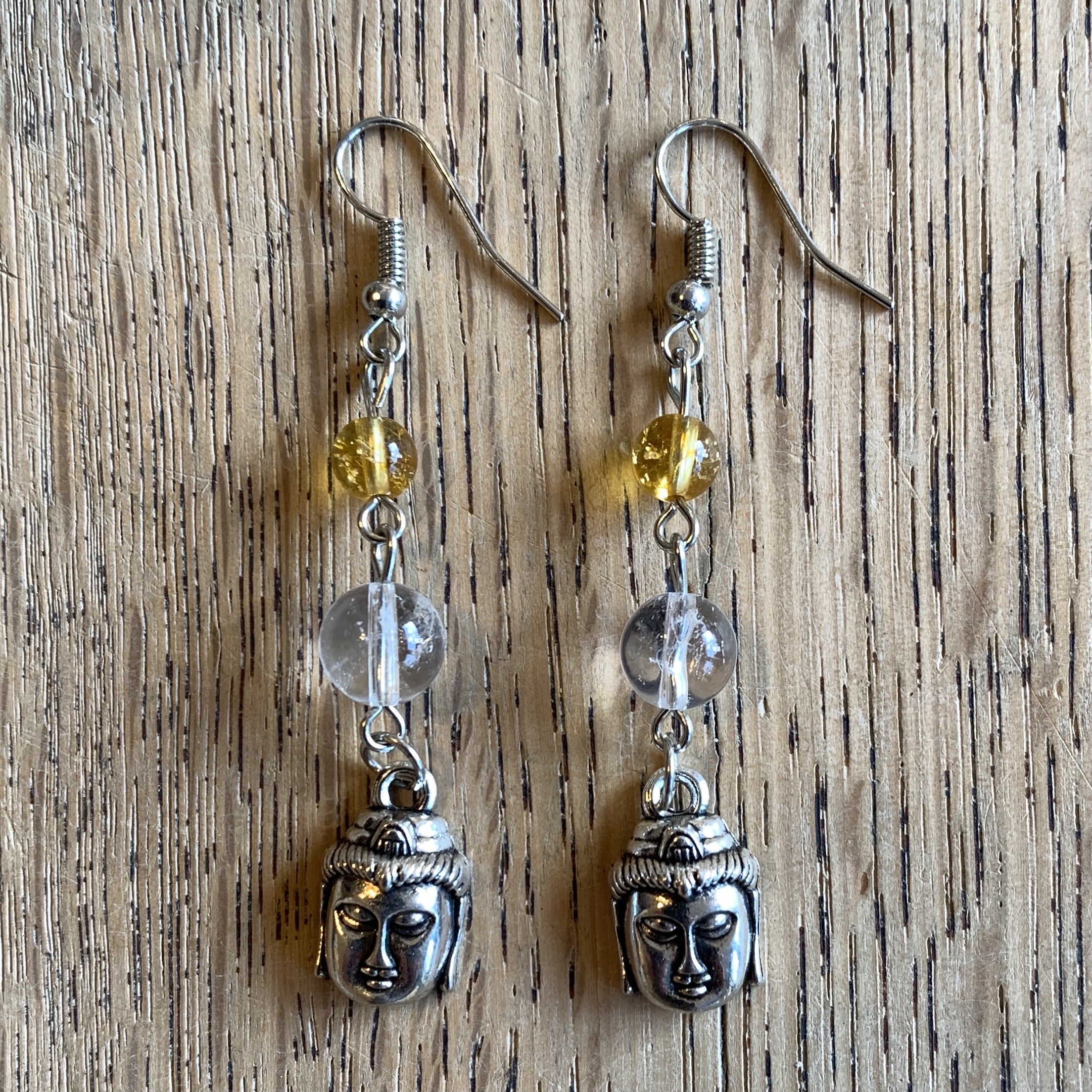 Örhänge Buddha - Bergkristall & Citrin  - 2
