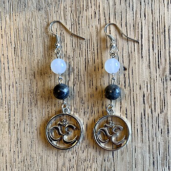 Örhänge Ohm - Labradorit & Vit Agat 