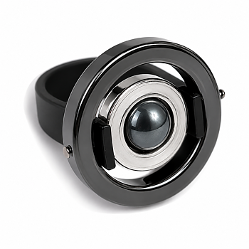 Ring Flora Hematite black rubber