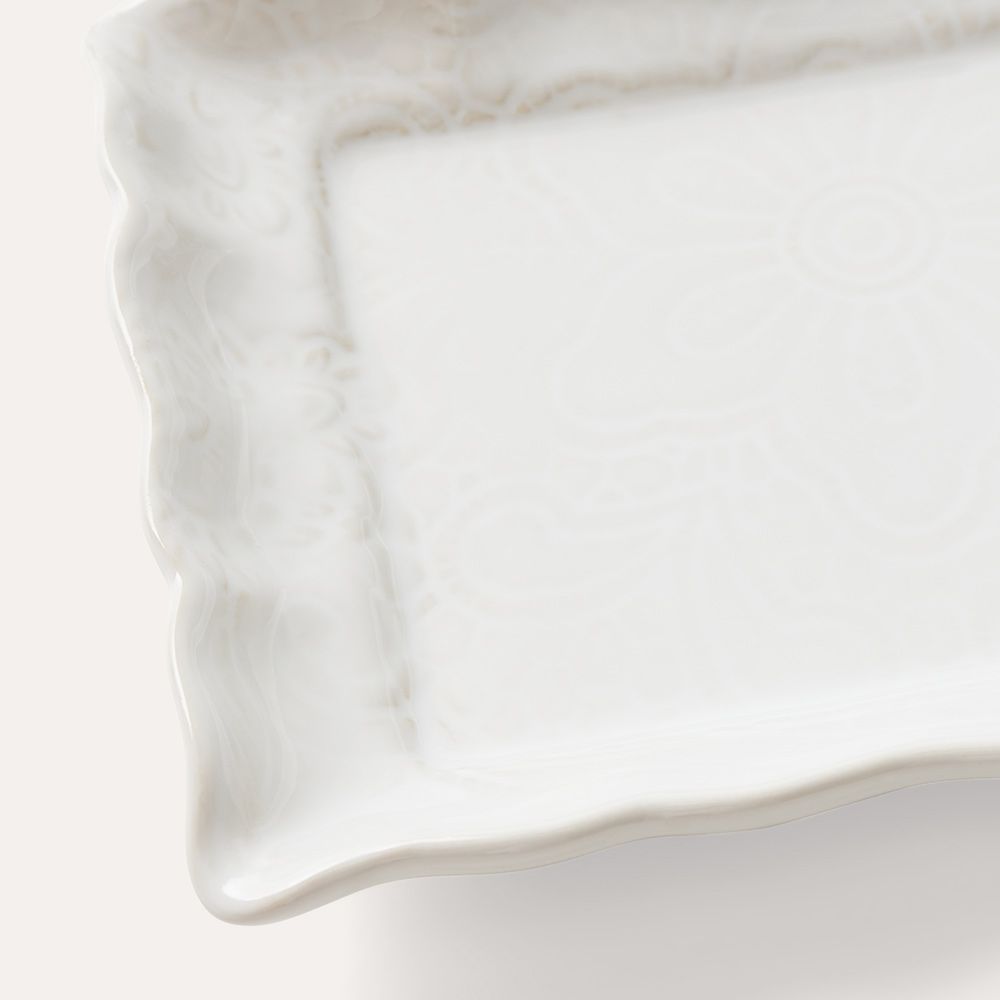 Sthål Avlångt Brickfat White Arabesque