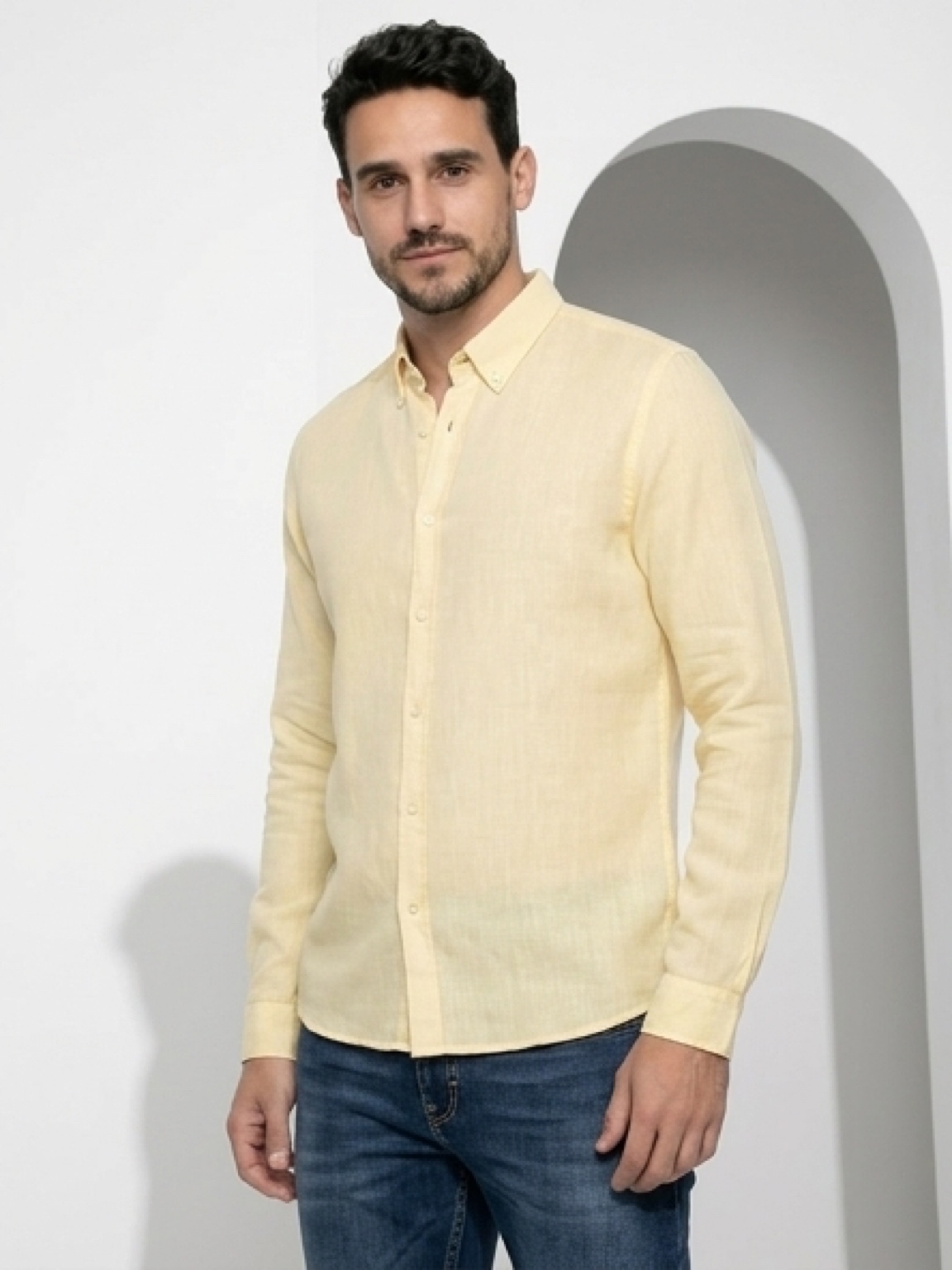 Linneskjorta Linston Light Yellow