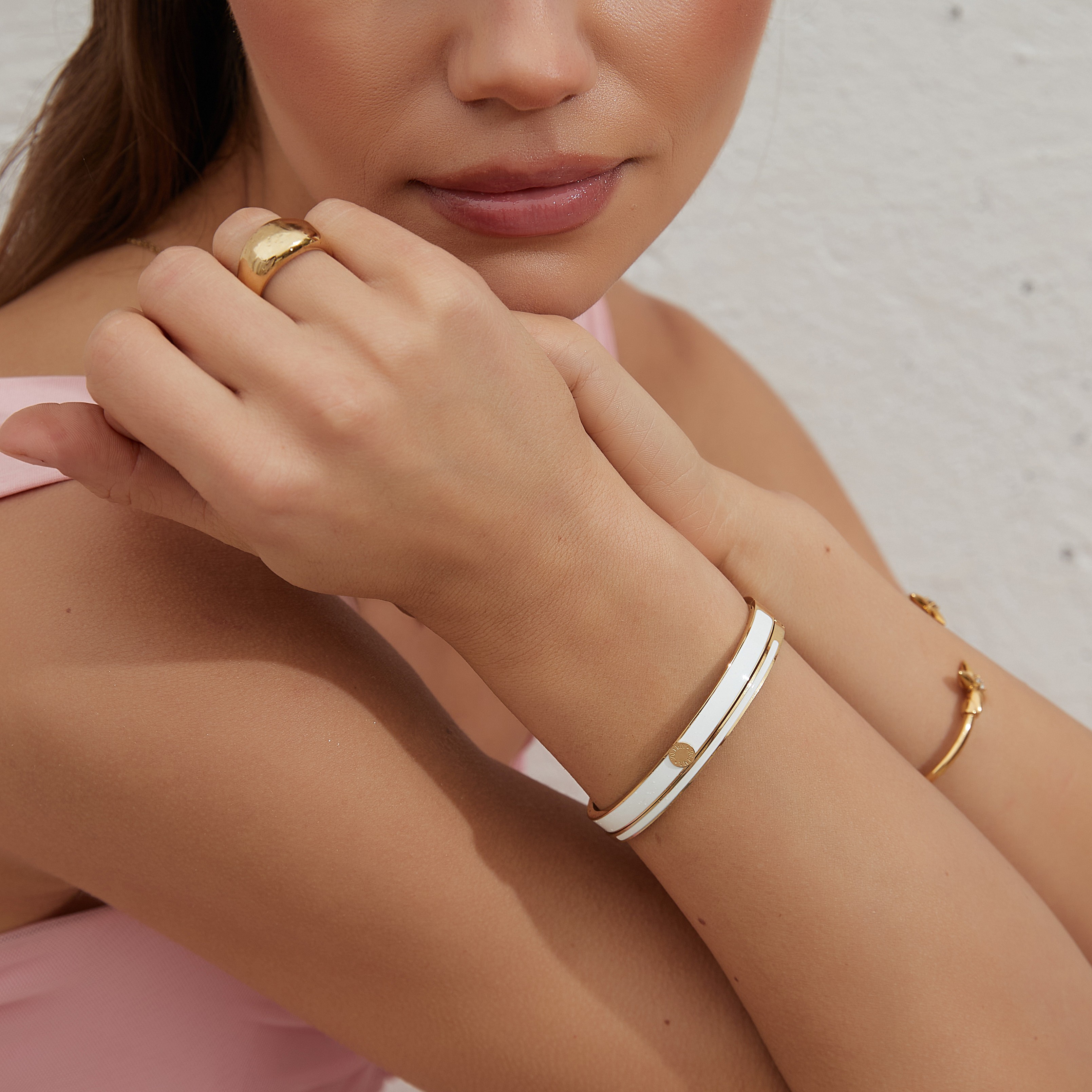 Poppy mini bangle, white gold - 2