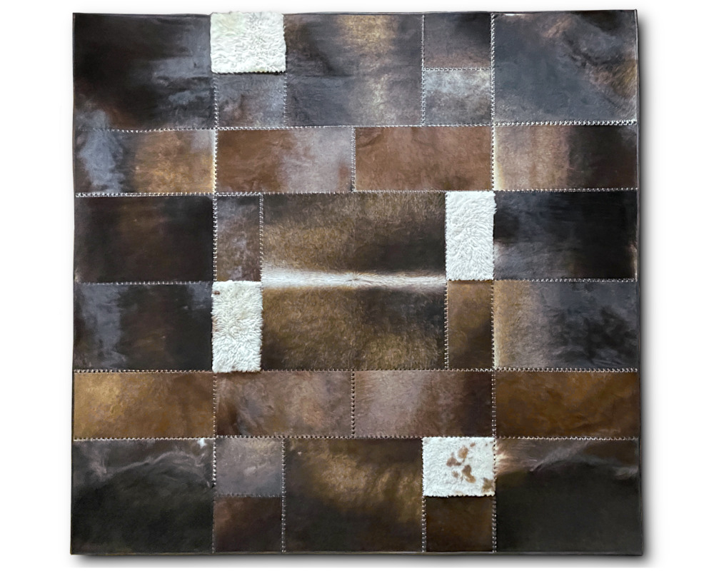 3D patchworkmatta kohud & fårpäls 240 x 240 cm
