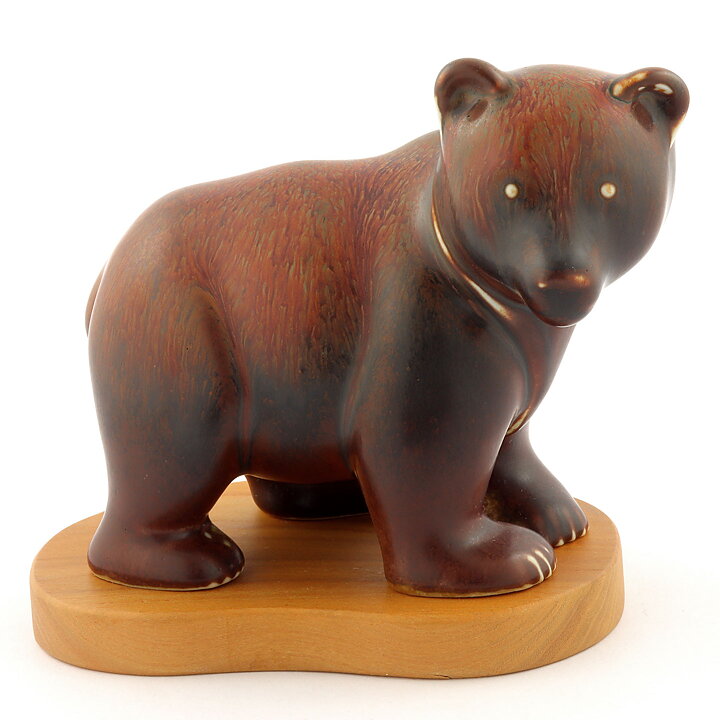 Gunnar Nylund (1964) Brown Bear on Wooden Plate 14/12 cm