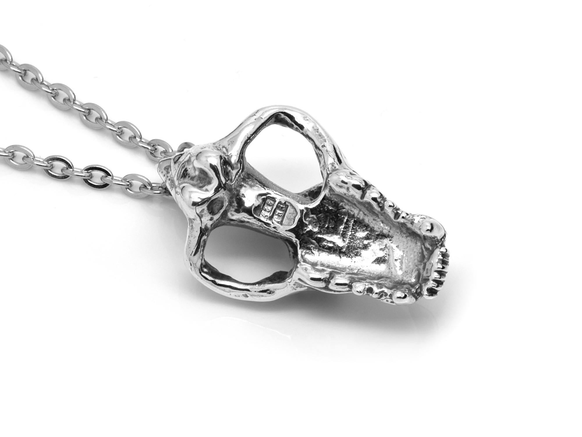 Hyenaskalle Halsband, Hyena Döskalle Hänge, Djurskalle Smycke i Äkta Silver - 3