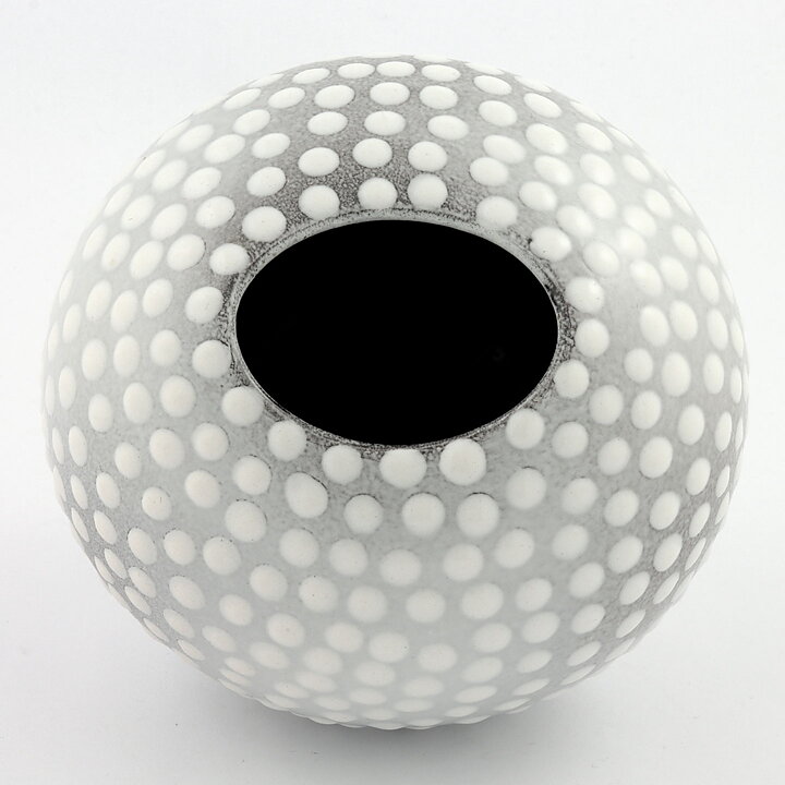 Ingrid Atterberg (Västkust 1943) Swelling Vase with White Dots 12 cm