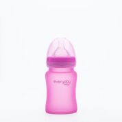 Pink glassutteflaske med silikonebetræk og låg