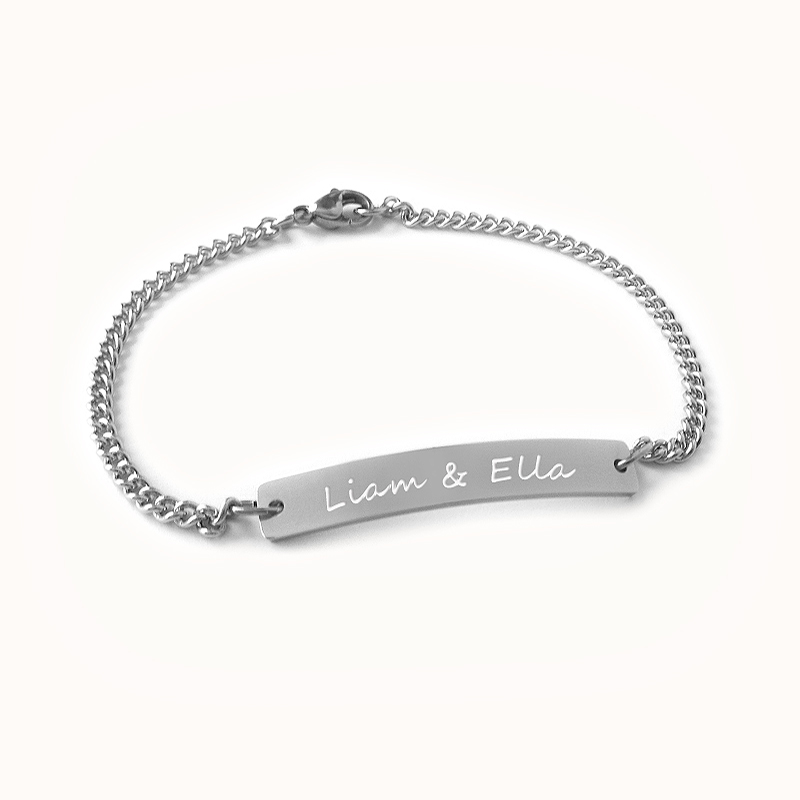 Figaro sérsniðið armbönd með áletrun - Ryðfrítt stál
