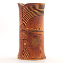  Bertil Vallien (Terra 1978) Brown Hourglass Vase with Relief Decor 22 cm (1)