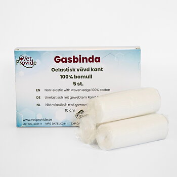 Gasbinda 10 cm × 10 m Bomull Oelastisk (5 st) VetProvide