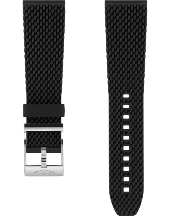Breitling Mesh gummiband svart 24 mm C-spänne