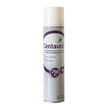 Centaura insektsmedel spray 250 ml aerosolsprayflaska, godkänd för användning på häst och människa, skyddar mot flugor, myggor och fästingar, säljs endast inom Skandinavien.