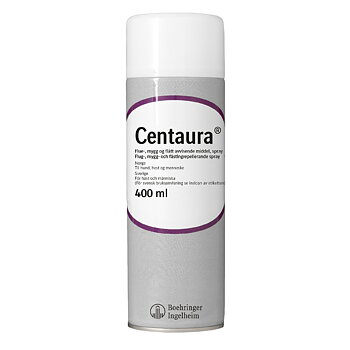 Centaura insektsmedel spray 400 ml aerosolsprayflaska, godkänd för användning på häst och människa, skyddar mot flugor, myggor och fästingar, säljs endast inom Skandinavien.