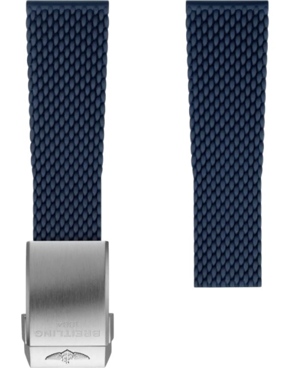 Breitling Mesh gummiband blå 24 mm viklås