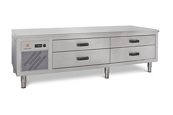 Haglunds - Grillkylbänk - MG2D-180A - 4 Lådor - GN 2/1 -150 Kantin - Mått: 1800x700x600mm