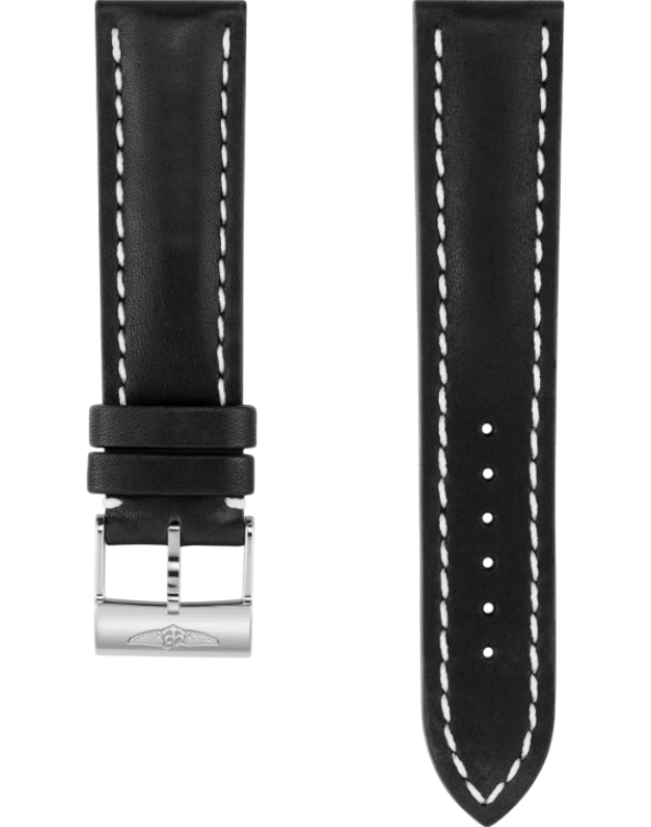Breitling Novo Nappa Kalvskinn Svart 22 mm C-spänne