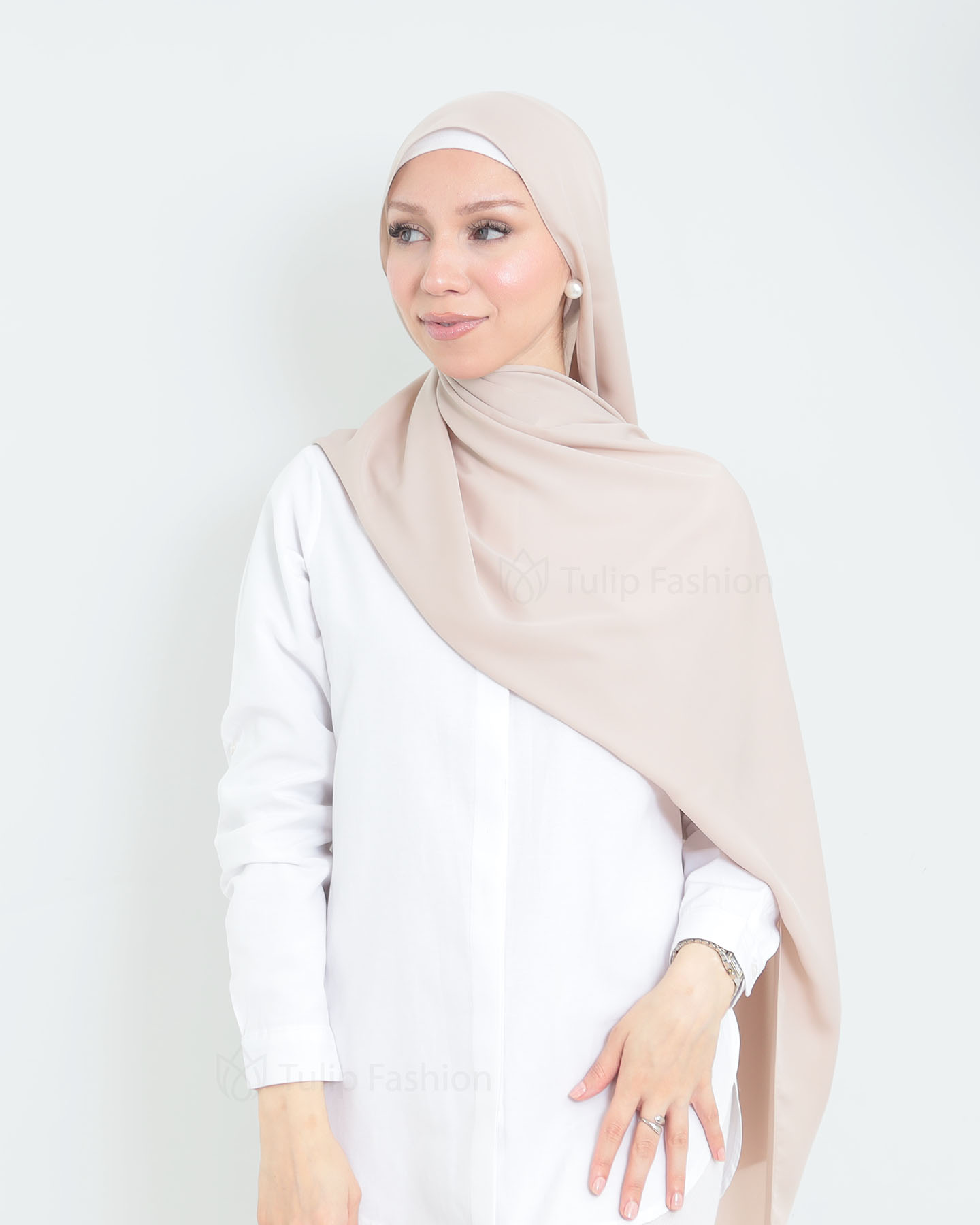 Hijab - Medina Luxury Chiffon - Nude Beige - 2