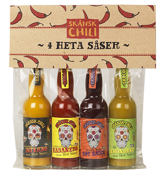 Chili 4 heta såser 4st á 40ml x6, EKO