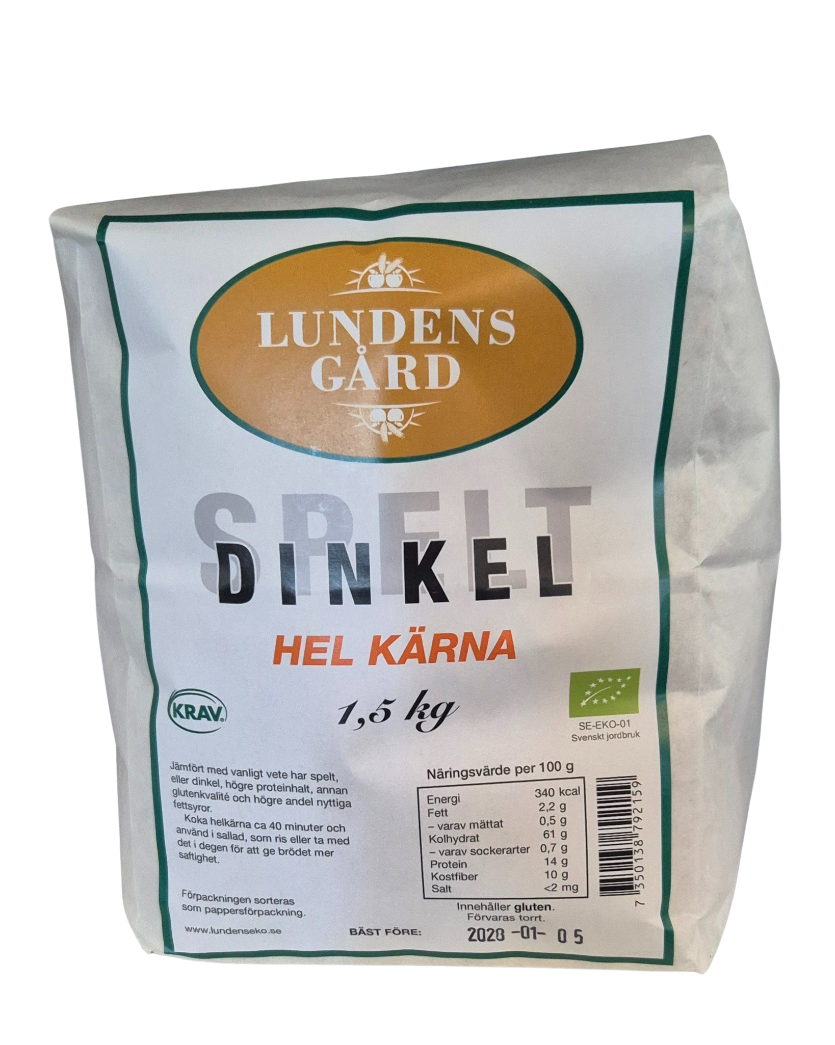 Matvete KRAV (Spelt Helkärna) 1,5 kg, Lundens Eko