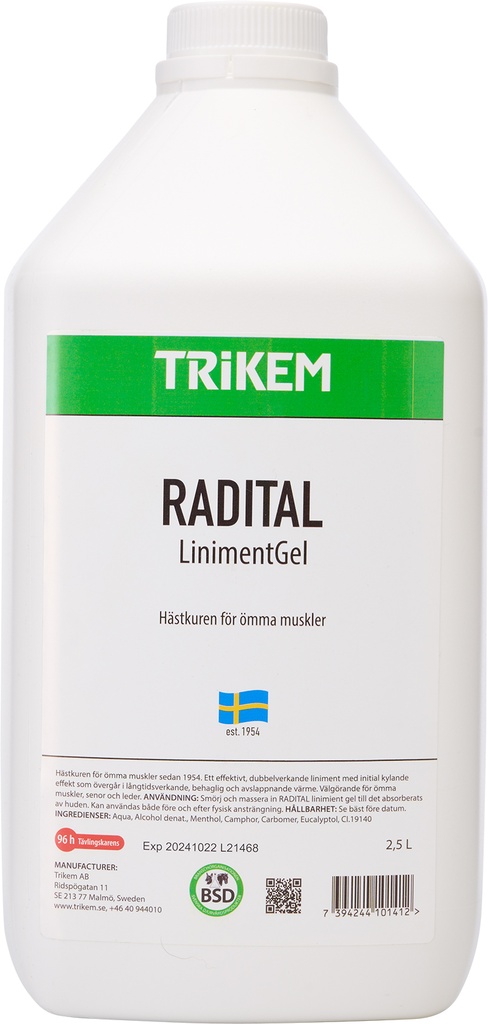 Verkoelende gel 2,5 liter Radital TRIKEM