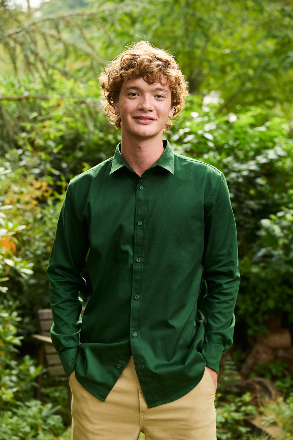 Skjorta Twill - Herr - Neutral - Fairtrade & EKO - Bottle Green