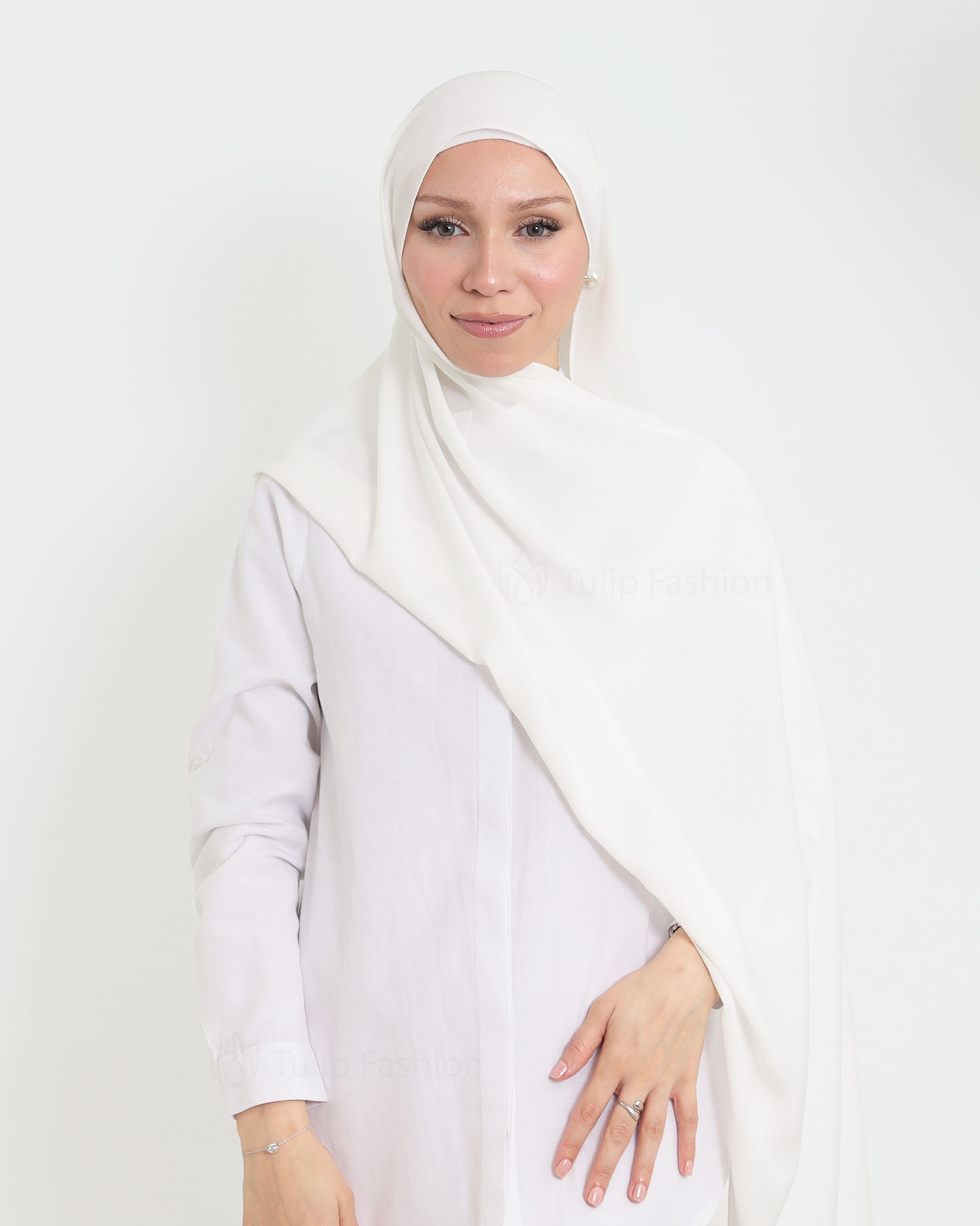 Hijab - Medina Luxury Chiffon - White - 2
