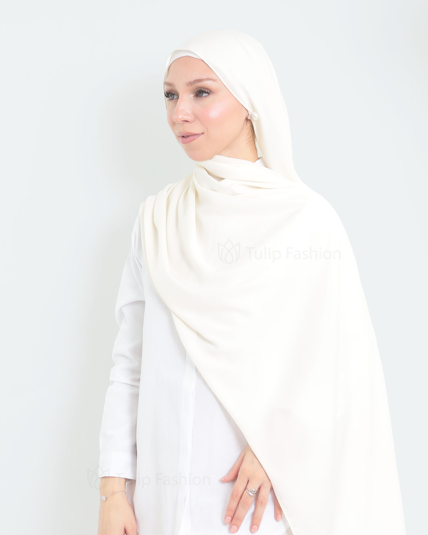 Hijab - Medina Luxury Chiffon - Off-White - 2