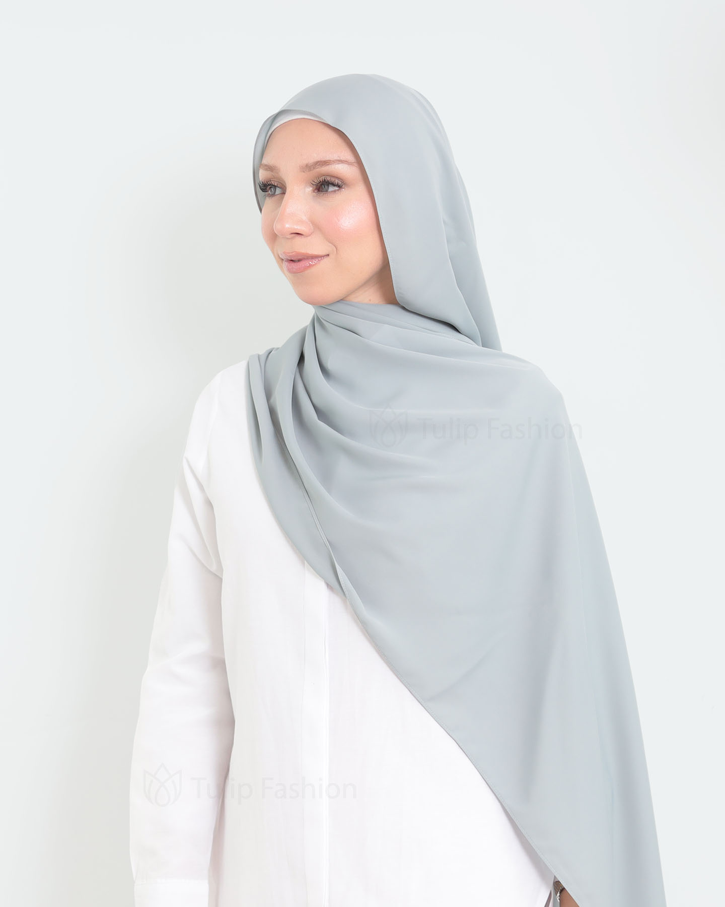 Hijab - Medina Luxury Chiffon - Light Gray - 2