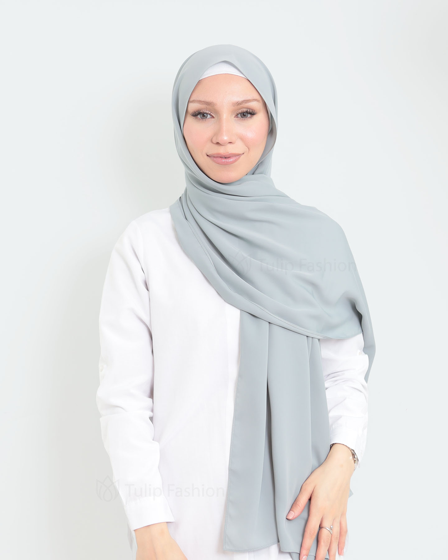 Hijab - Medina Luxury Chiffon - Light Gray - 3
